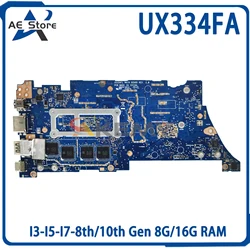 AE UX334FA Mainboard For ASUS UX334FL UX334FLC UX434FLC UX434FA UX434FL Laptop Motherboard I3-I5-I7-8th/10th Gen 8G/16G RAM