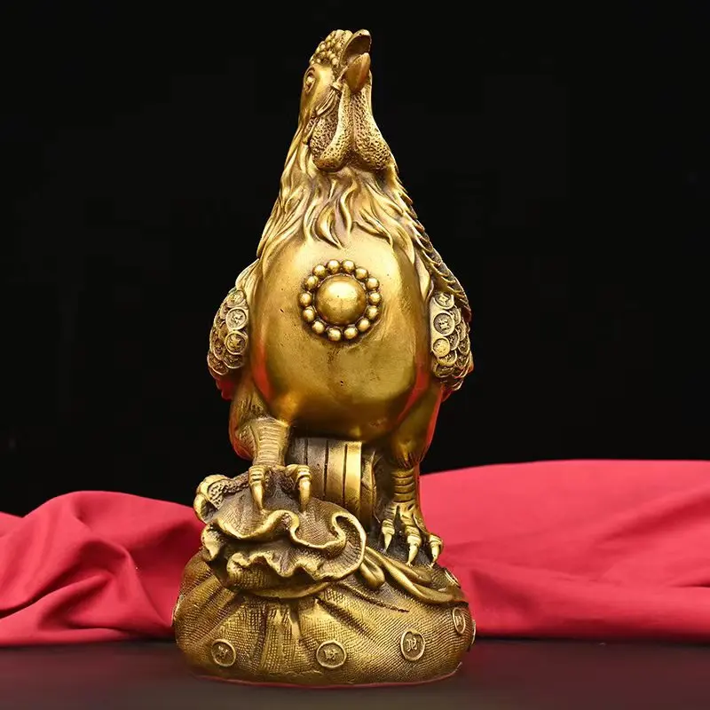 Brass Zodiac Rooster Small Metal Decoration Home Ornament Office Desktop Craft Copper