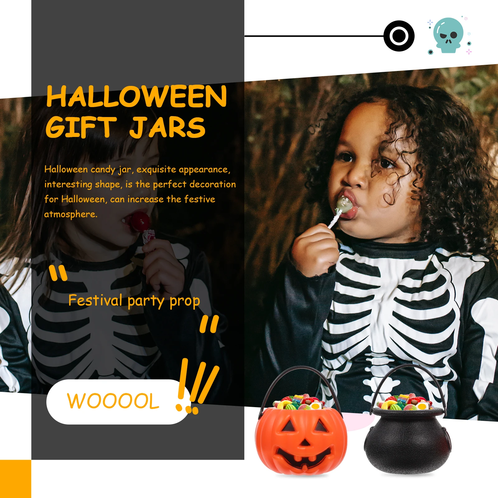 

16 Pcs Mini Pumpkin Bucket Wrapping Canister Gift Packing Cans Candy Bowl Plastic Halloween Child Pumpkins