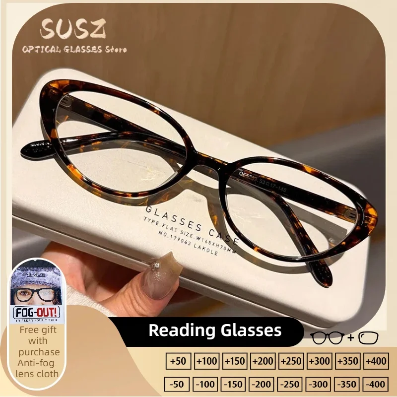 

SUSZ Classic Oval Small Reading Glasses Women Trendy Anti Blue Light Myopia Glasses Prescription Optical Progressive Eyewear