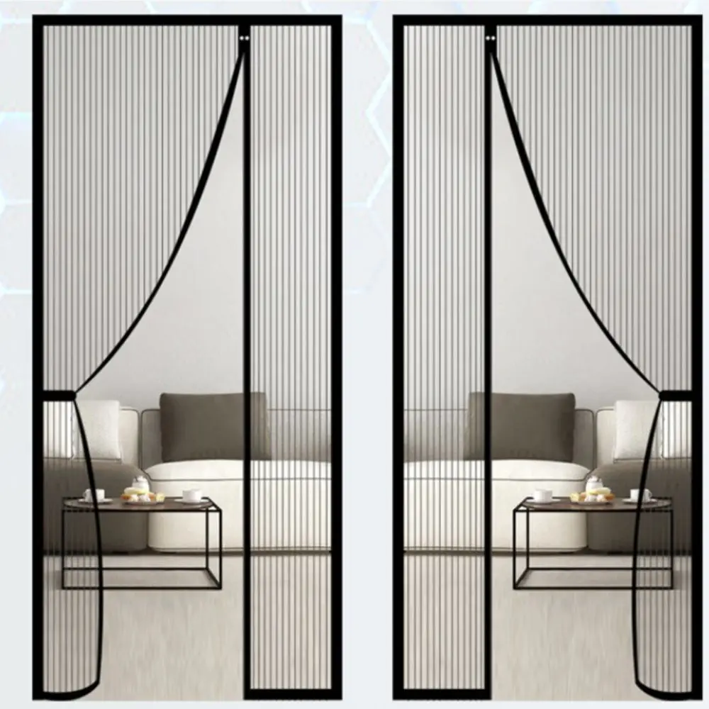 Self Stick Side Open Magnetic Door Screen Magnetic Automatic Closing Insect-proof Window Screen Ventilated Mesh Mosquito Net