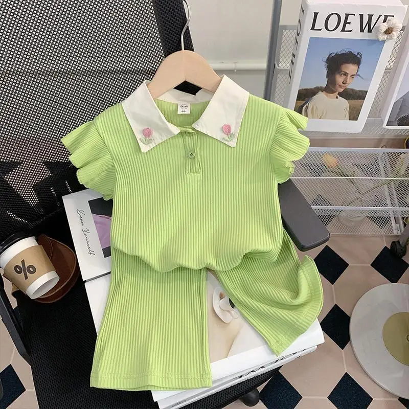 Summer Kid Baby Girls Clothes Set Sleeveless Tops And Shorts Fashionable Lovely Clothing Outfit for Babies Suits