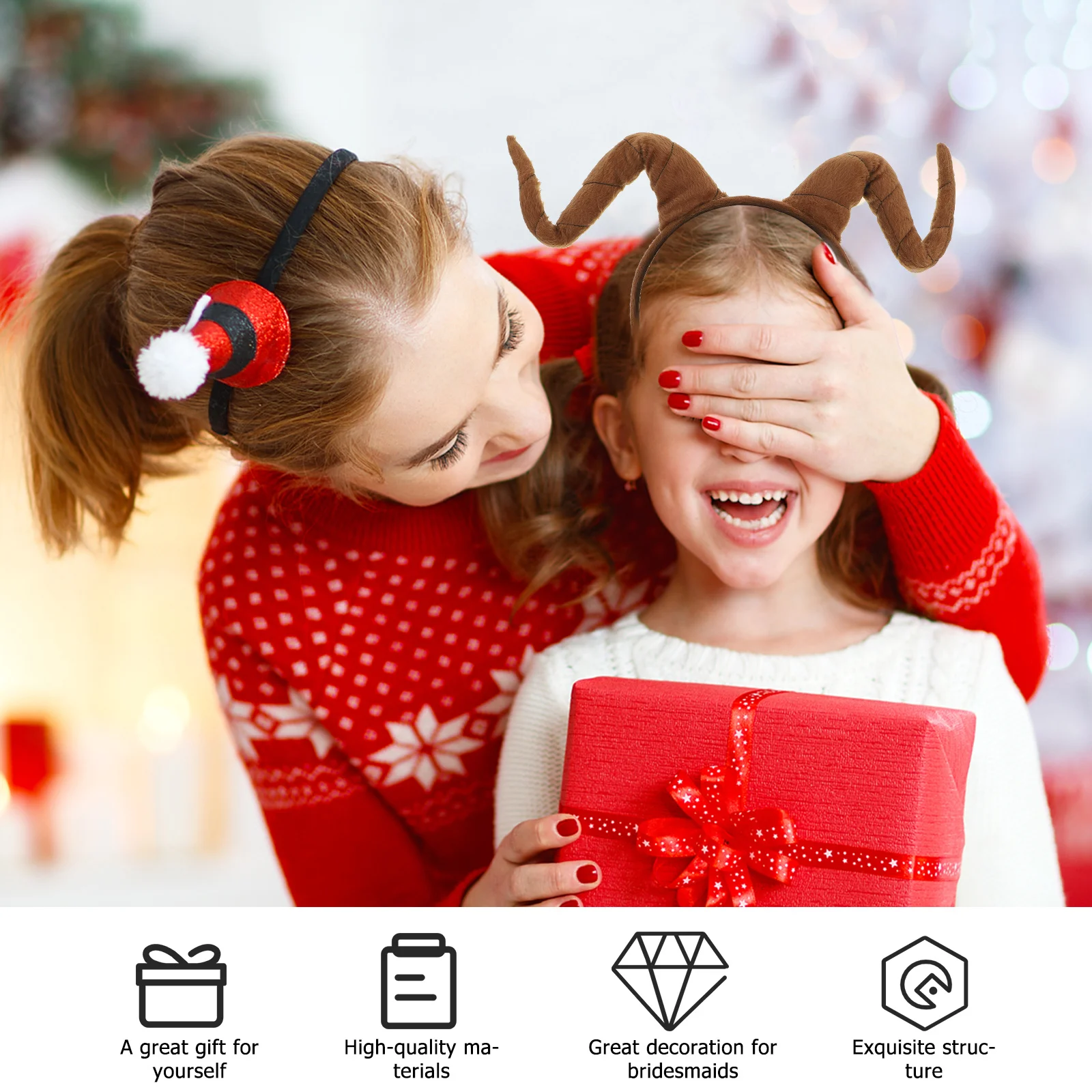 

Simulation Antelope Horn Hair Hoops Exaggerated Headdress For Cosplay Party Christmas Easter Festival Decorative Photo