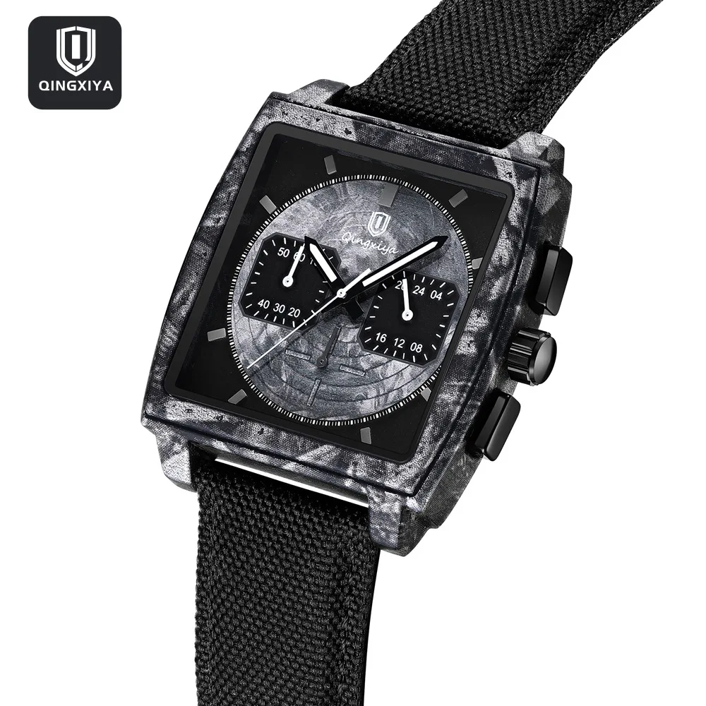 Hot Selling Square Retro Pattern Watch Multifunction Quartz Watch Men Creative Steel Luminous High Quality AAA Clcok Watch Reloj