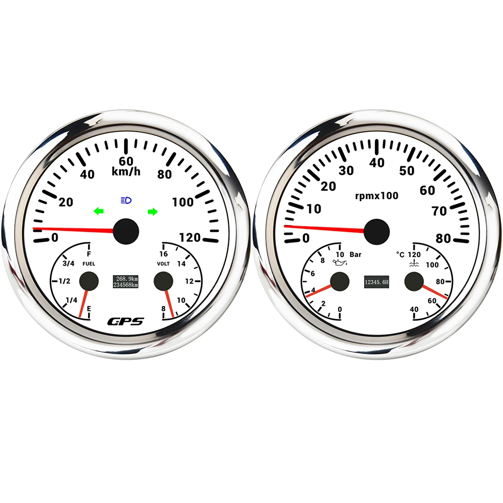 ELING 110mm Car 3in1 Multifunctional GPS Speedometer 120K 200K with Tachometer with Oil Pressure Water Temp Fuel Level Voltmeter
