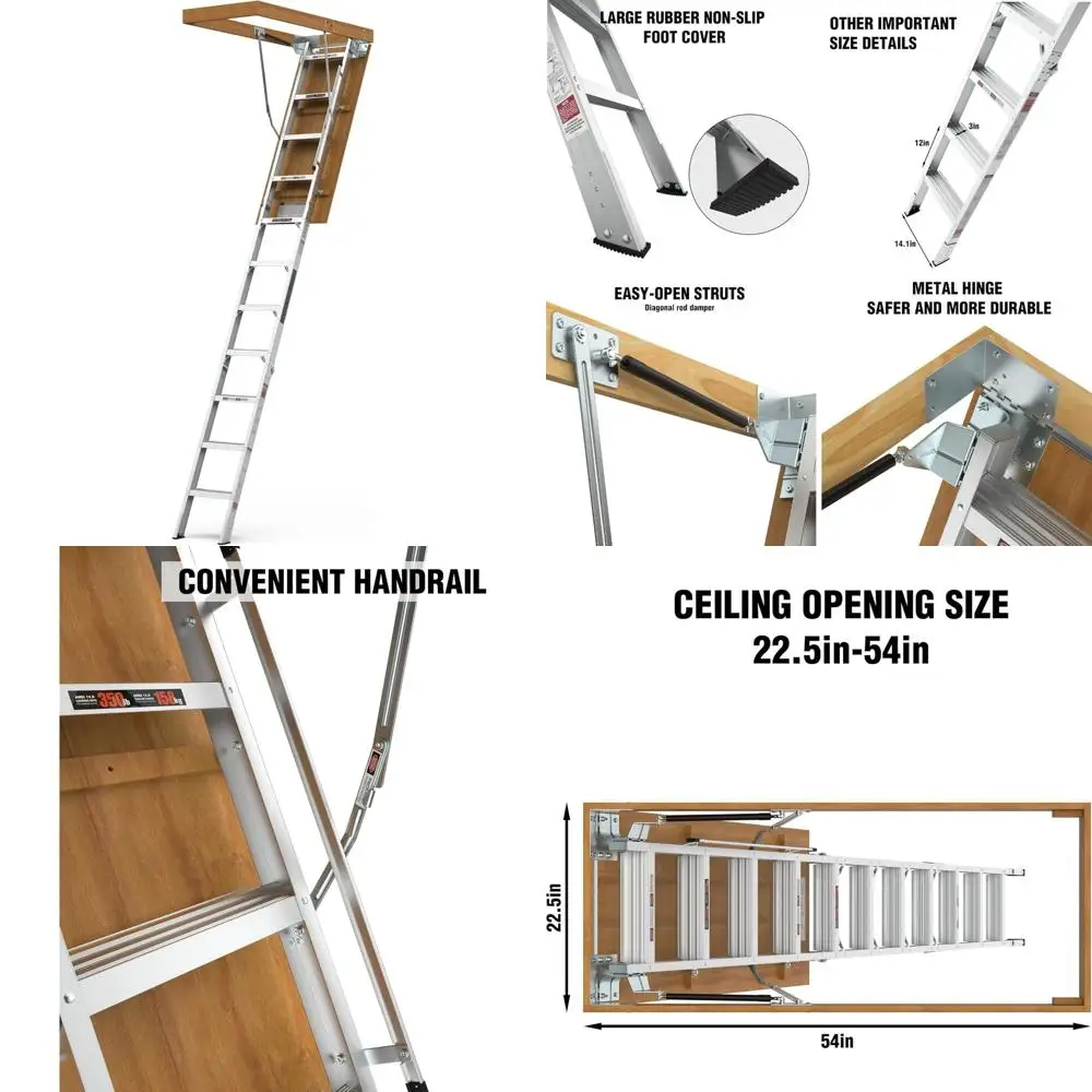 Scala di estensione telescopica in alluminio da 14,5 piedi - Portatile, leggera con ganci staccabili per un facile spazio di archiviazione