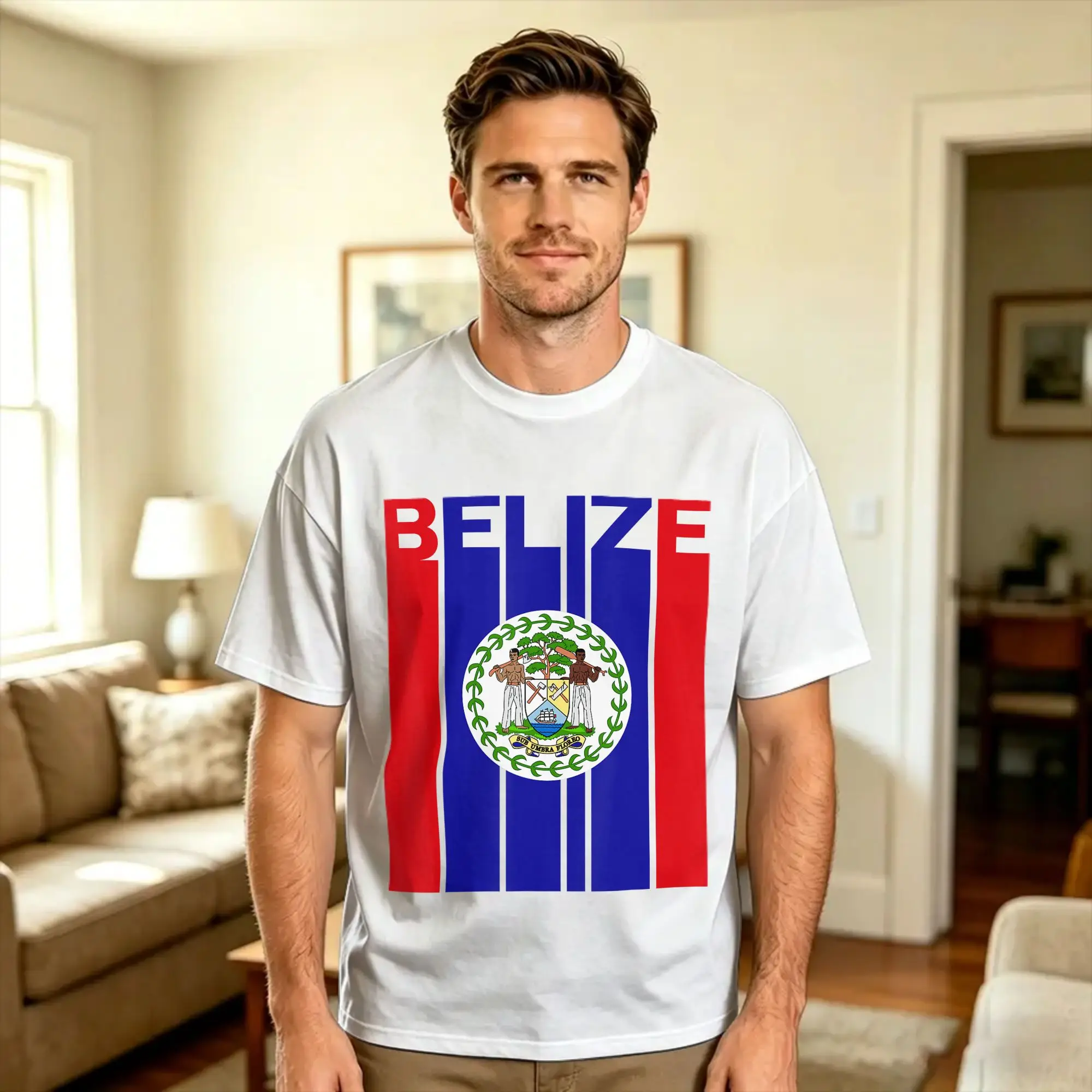 Belize Flag T Shirt Summer  Y2K Funny T Shirts Cotton Harajuku Tee Shirt For Men Print Tees