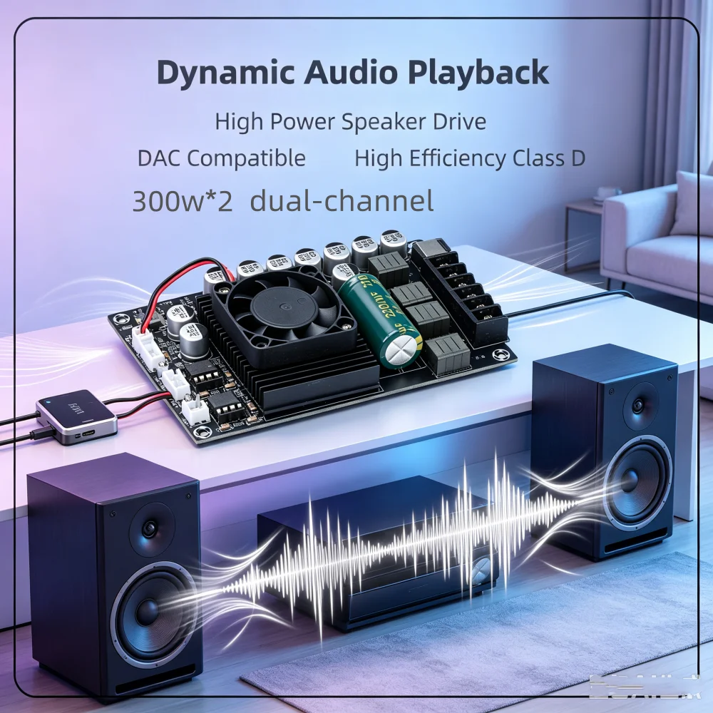 DC18-55V TPA3255 HIFI Digital Amplifier Module Dual-channel 300W*2 stereo Audio Speaker No Bluetooth interfere Pure sound DAC