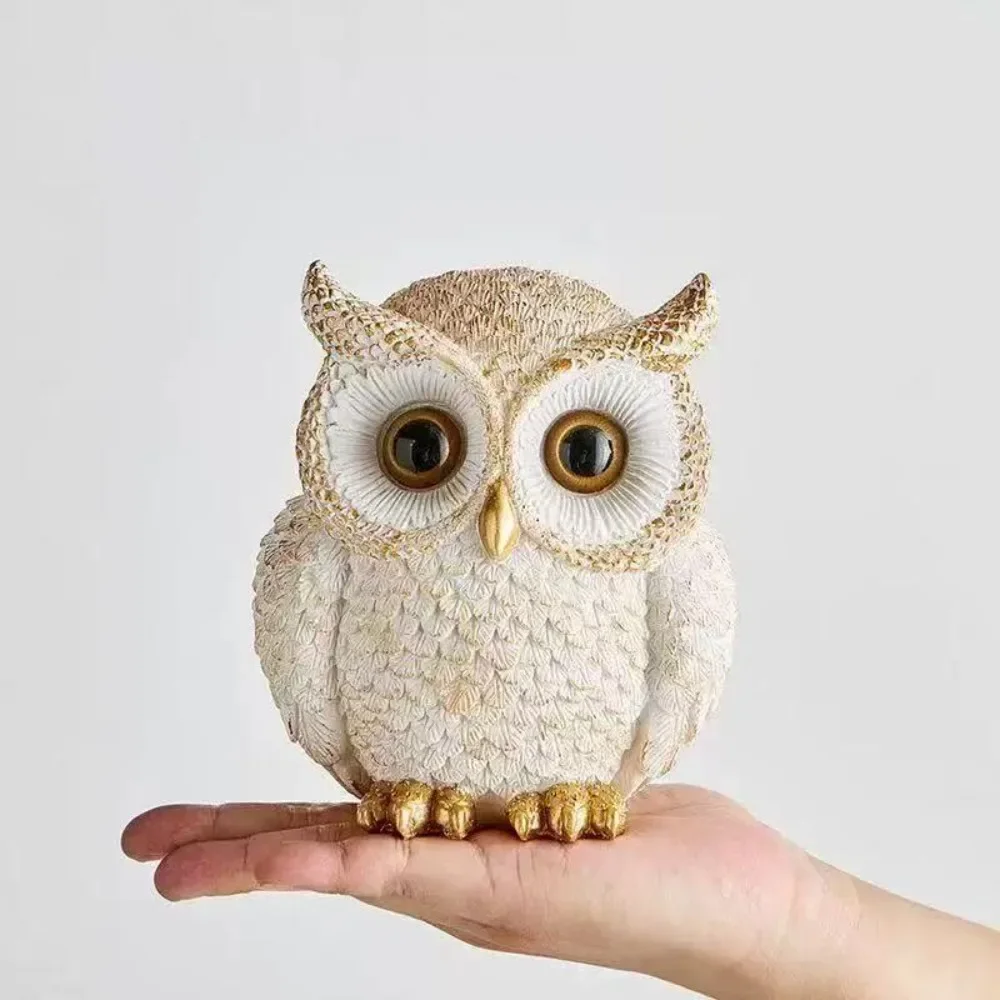 Vintage Owl Sculpture, Resin Art Craft Decorative Figurine for Desk TV Cabinet, Collector's Item & New Home Gift