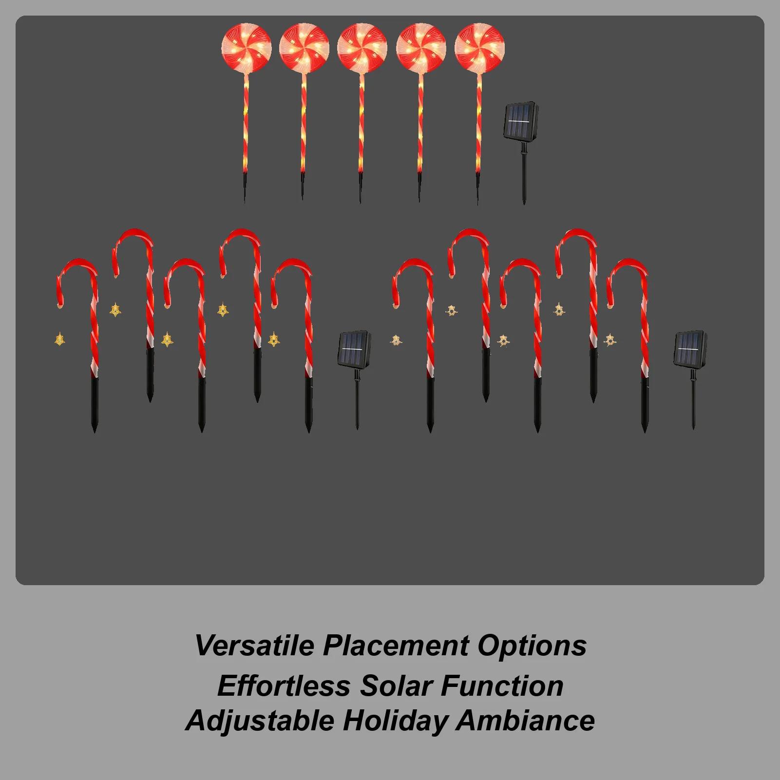 Christmas Outdoor Lights 5 Pieces Waterproof Solar Candy Cane Lights Christmas Decor For Pathway Patio Yard Backyard Porch