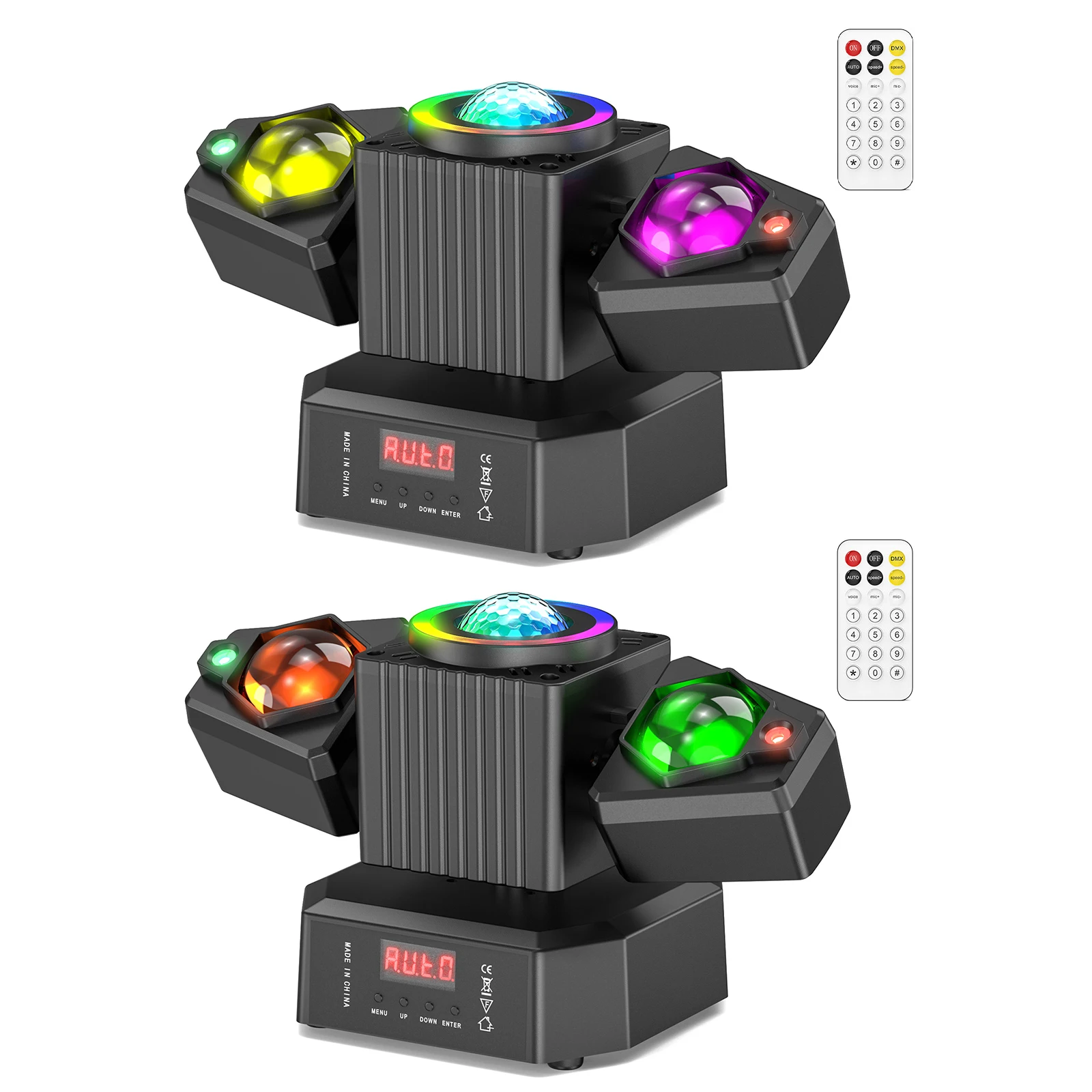 

Datewink 2 шт. 65 Вт с двумя руками, движущаяся головка, RGBW, светодиодный сценический светильник, стробоскопический эффект, пульт дистанционного управления DMX для DJ, дискотеки, вечеринки, ночного клуба