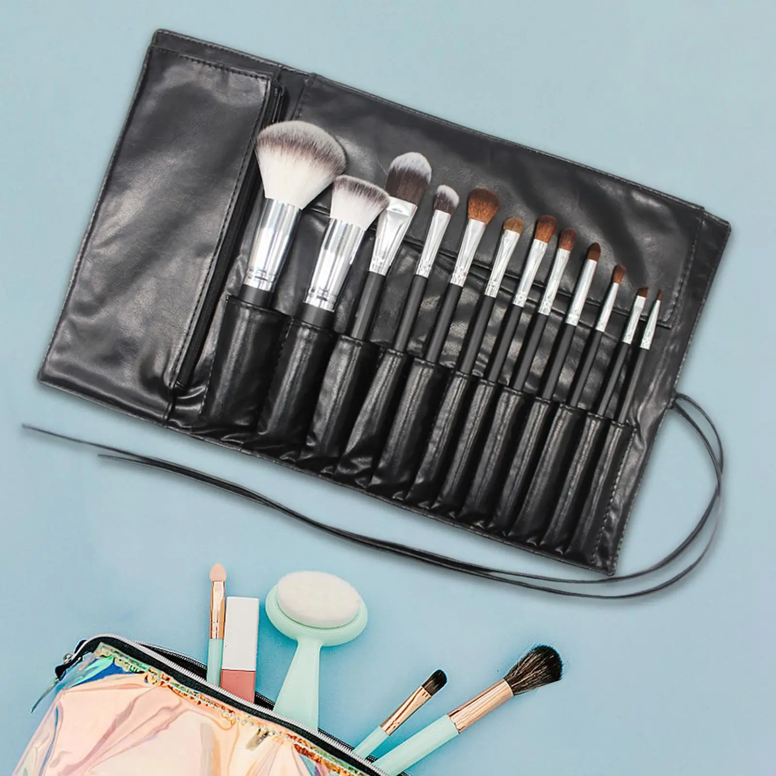 

Makeup Brushes Organizer Bag Cosmetic Case 12 Slot Dustproof Foldable Professional Eyeshadow Brush Home Use Makeup Handbag