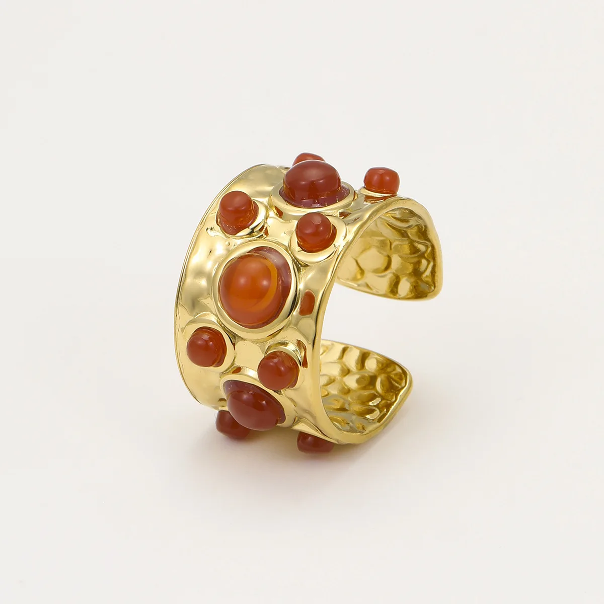 NISHIZAWA نمط المحكمة الفرنسية متعددة الأحجار الكريمة حلقة مفتوحة الرجعية القرون الوسطى المتخصصة تصميم الفولاذ المقاوم للصدأ الدائري #5