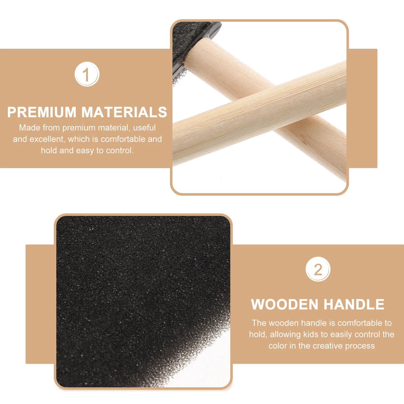 24Pcs Black Sponge Painting Brushes Premium Kids Painting Tools for DIY Drawing Supplies Round Sponge Brush Set for Art Crafts