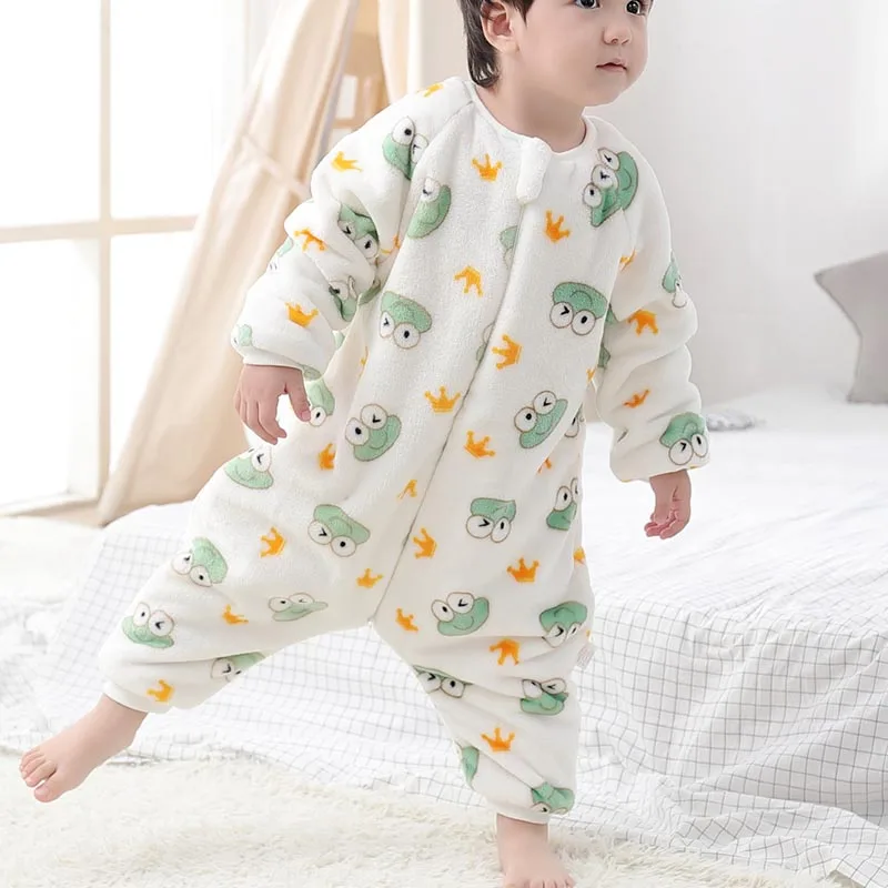 Baby One-piece Pajamas For Boys Girls Thick Flannel Onesies Toddles Warm Jumpsuits Kids Cartoon Blanket Autumn Winter Sleepwear
