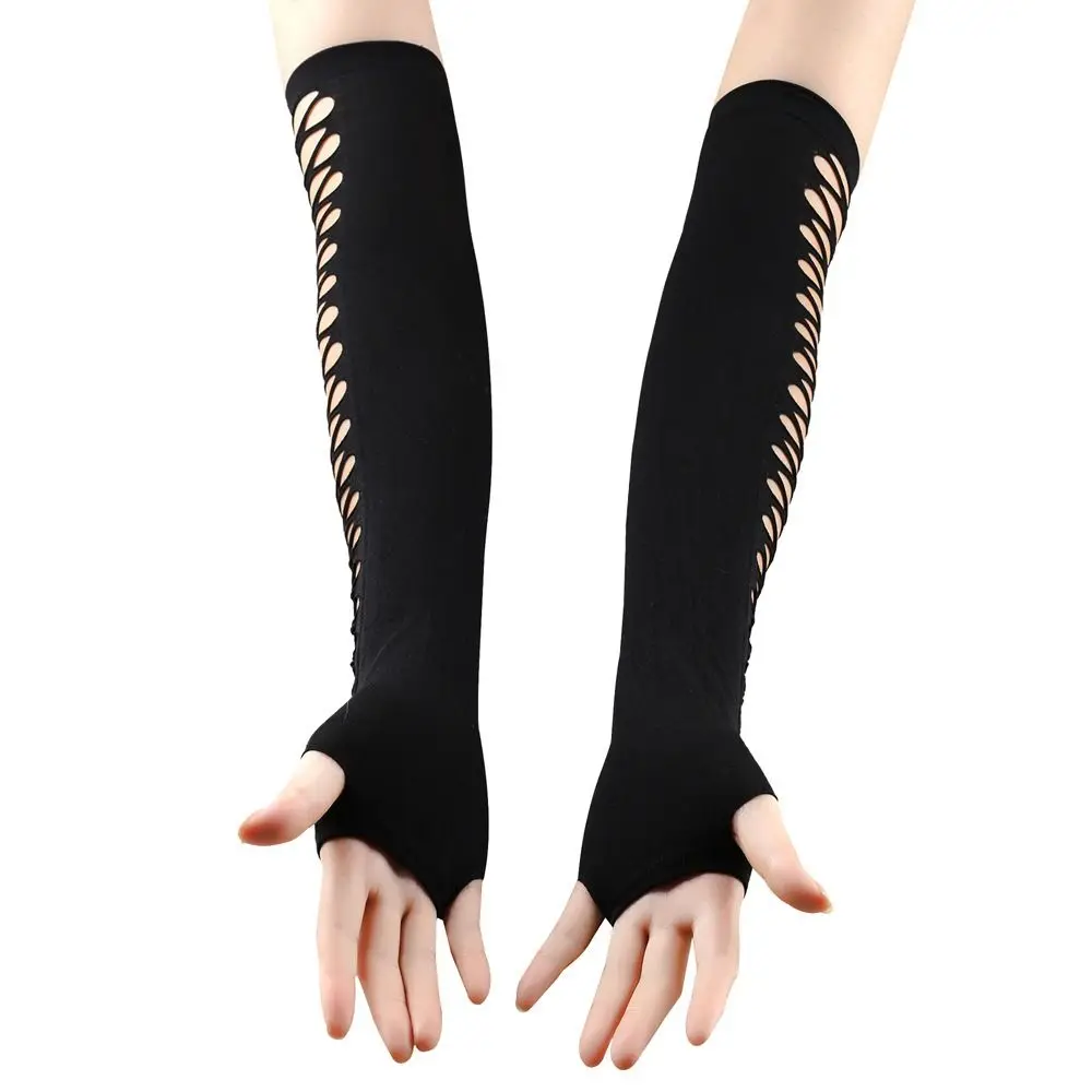 Thin Prom Party Gloves Mesh Gloves Masquerade Hollow Out Rhineston Gloves Etiquette Long Gloves Girl