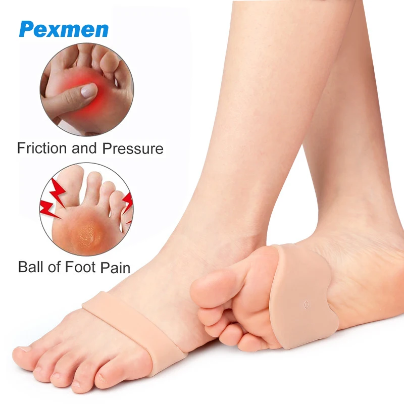 

Pexmen 2Pcs Gel Metatarsal Pads Ball of Foot Cushions Forefoot Cushioning for Mortons Neuroma Callus Metatarsal Foot Pain Relief