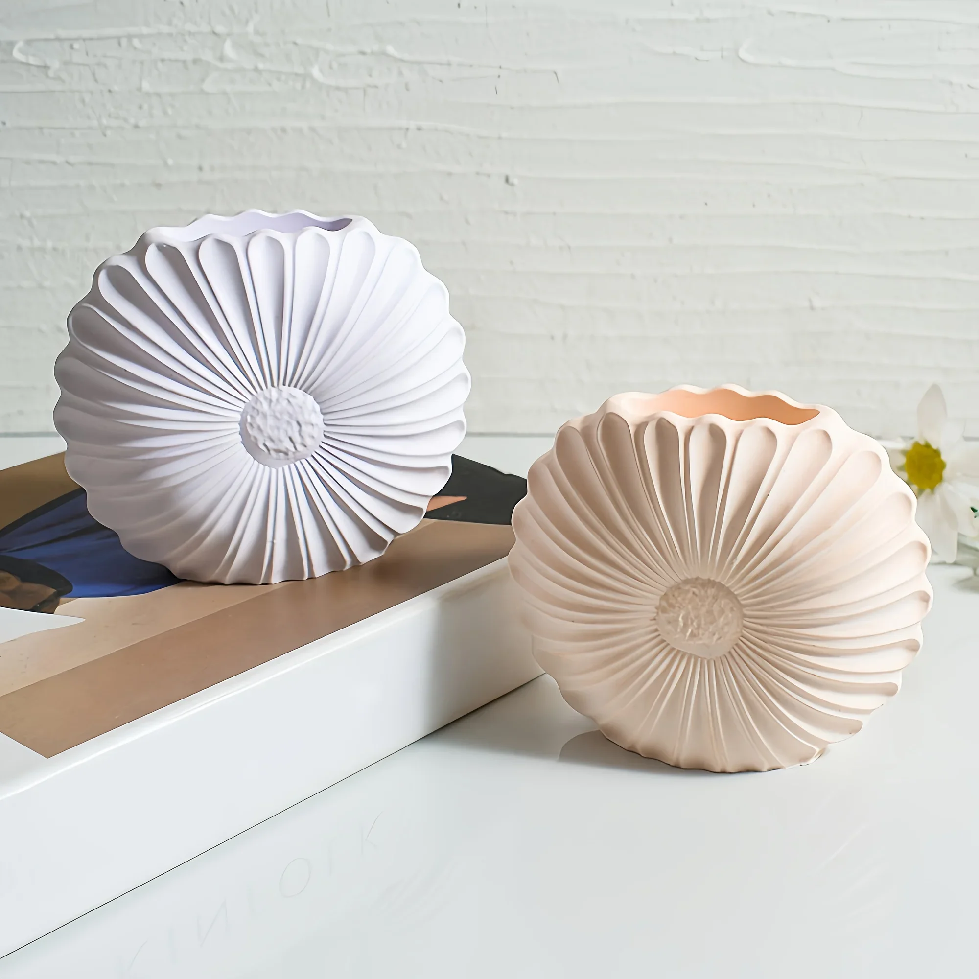 Irregular Half-Circle Silicone Mold with Stand for Sunflower Plant Pots | DIY Craft Mold for Plaster, Concrete and Resin - view 2