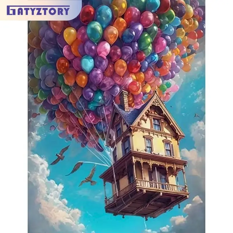 

Hot Air Balloon House Diamond Painting Adults Crafts Decorative Paintings Scenery Full Round/Square Diamond Art For Beginners