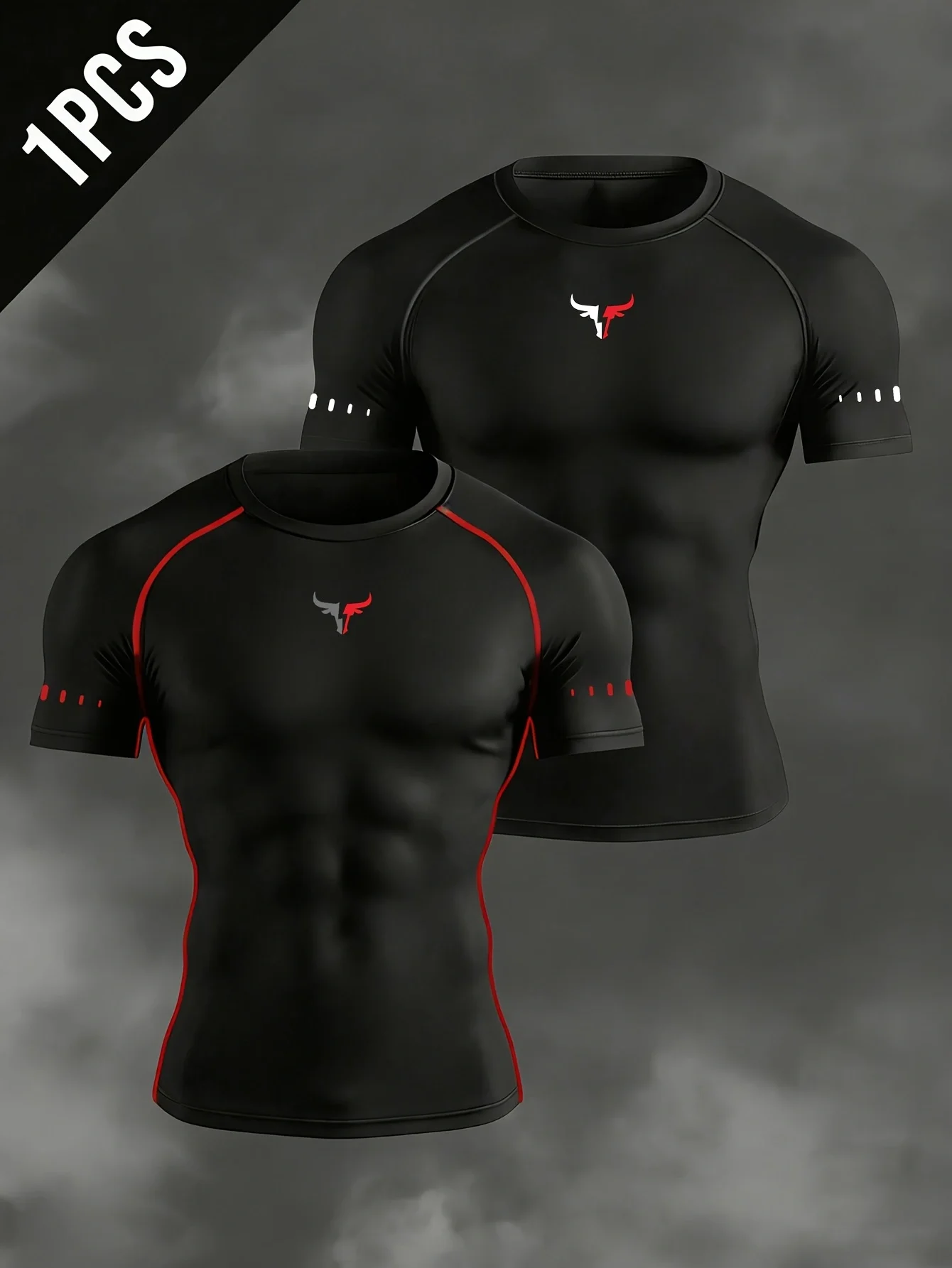 Men's Compression T-Shirt Quick Dry Breathable Elastic Gym Tee Multi Colors Available for All Seasons Running Fit Single Piece