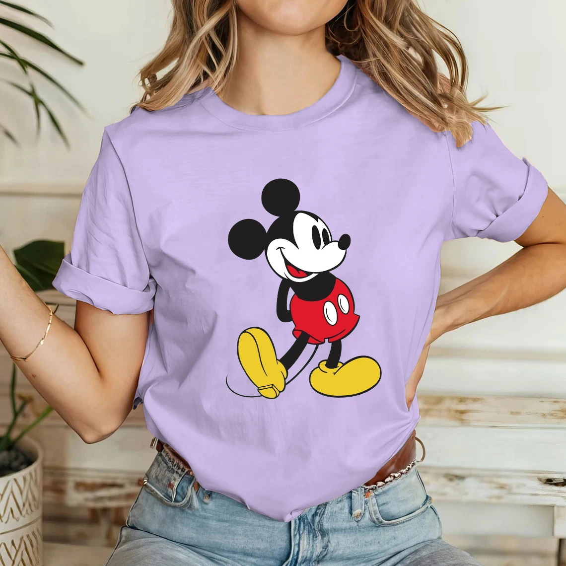 

Disney cute Mickey Mouse Minnie Mouse T-Shirt Women's Comfortable Casual purple Shirt