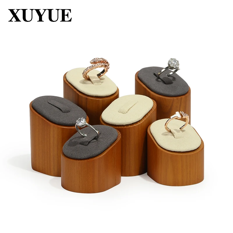 Solid wood creative bevel oval ring seat ring display props ring seat jewelry props ring bracket