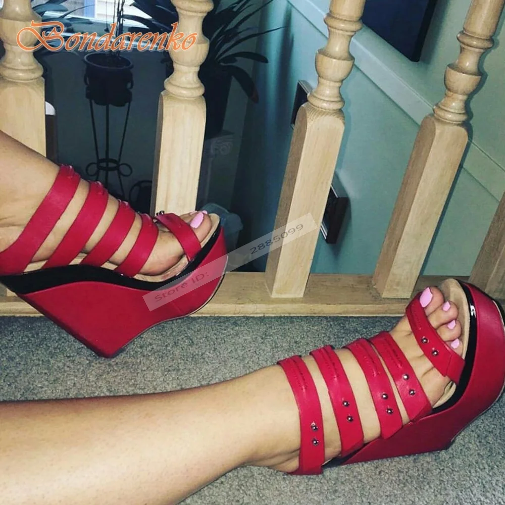 

Straps Hollow Cuts Sandals Open Toe Solid Wedges Platform Sexy Sandals Summer Ladies Shoes Designer Party Casual Slip On Big New