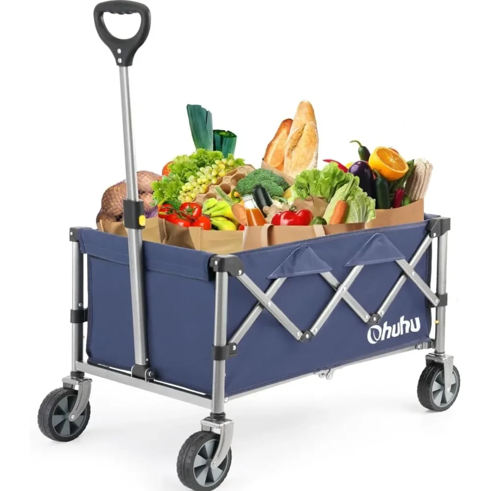 

Wagon Cart Foldable Utility Wagons: Collapsible Folding Shopping Carts with Wheels, 85L/330 LB Capacity 600D Oxford Fabric Heavy