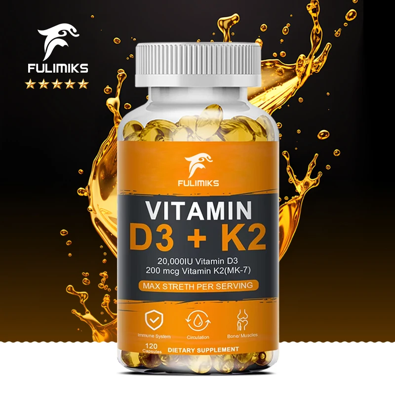 

Витамин D3+K2 20000 IU 500 MCG Витамины Капсулы | Non-GMO, Веганский, Натуральный, Безглютеновый | Пищевая добавка