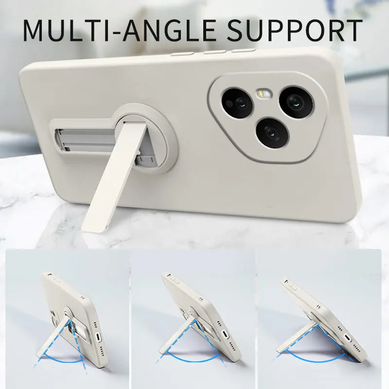 Case for Honor 400 Pro Liquid Silicone Stand Holder Soft Phone Skin Cover for 400 Lite 300 Ultra Upgrade Shockproof Back Funda