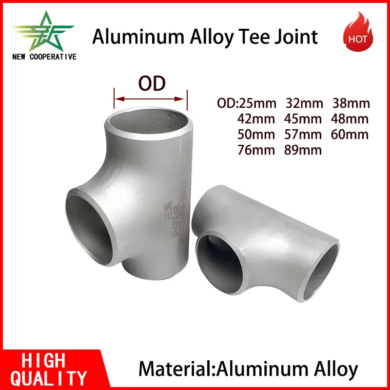 Aluminum Alloy Connector Fittings Aluminum Alloy Pipe Equal Diameter Tee Connector Adapter Industrial-grade Seamless Tee Welded