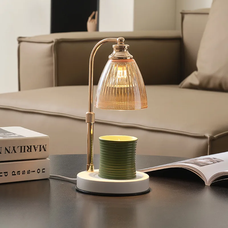 Indoor Wooden Candle Melting Table Lamp Flameless Heated Wax Melter Aroma Accessory For Bedroom Desk Decor Lamp