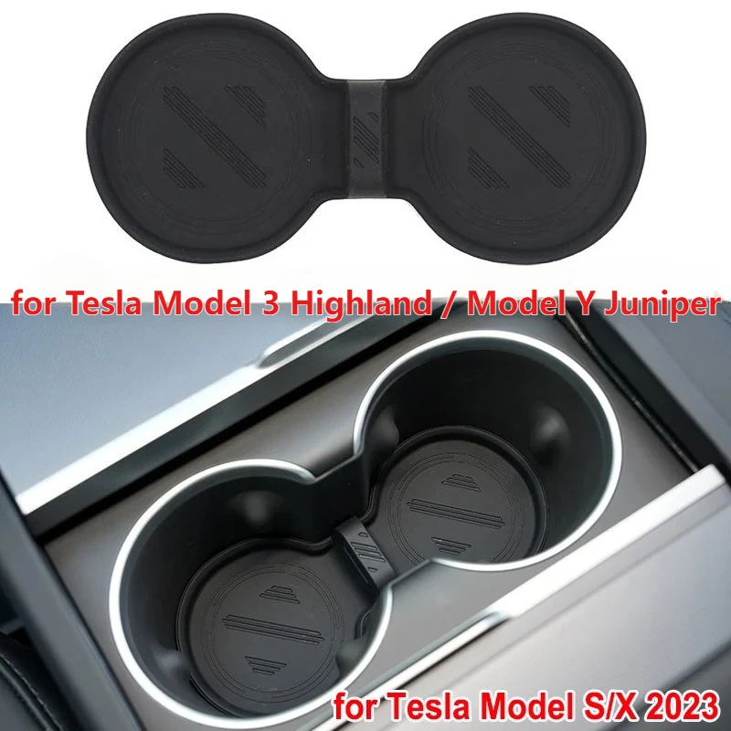 

Для Tesla Model Y Juniper 2025 Коврики для подстаканника для воды Model 3 Highland Подушка для напитков Нескользящая подставка для напитков Model X S 2023 Pad