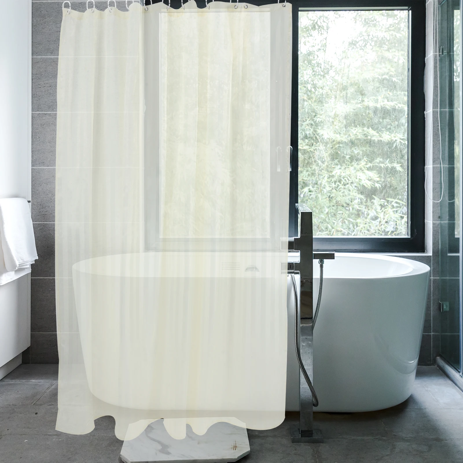 

Waterproof Shower 180X180CM Striped Bathroom Curtains Large Shower Curtain with Hooks for Home Longtime Use Extra Large