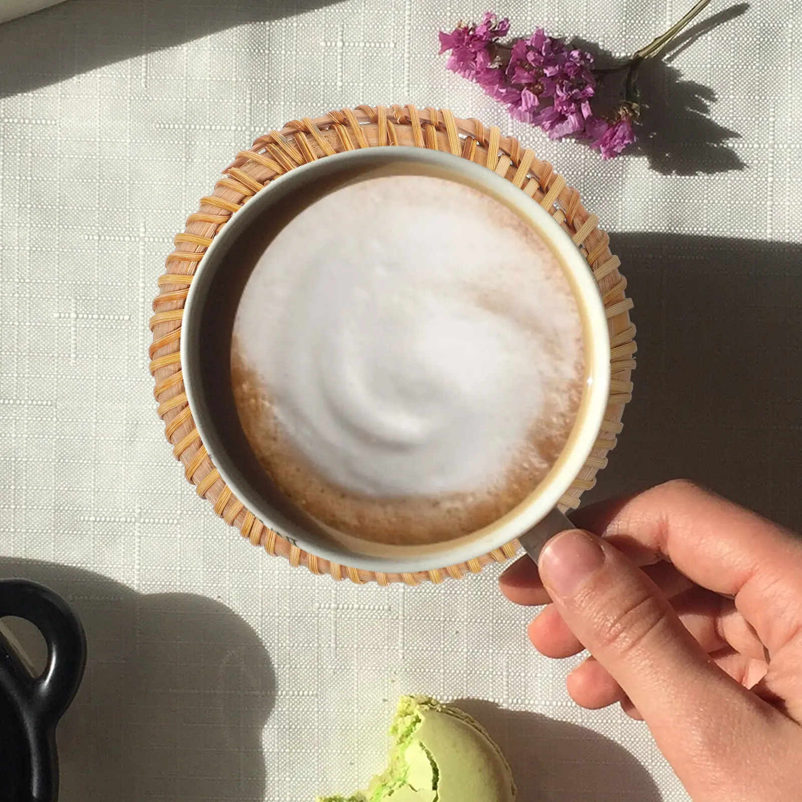 

6pcs Rattan Coaster Round Natural Woven Cup Mat Heat Insulation For Kitchen Dining Table Household Use Teacup Coasters Placemat