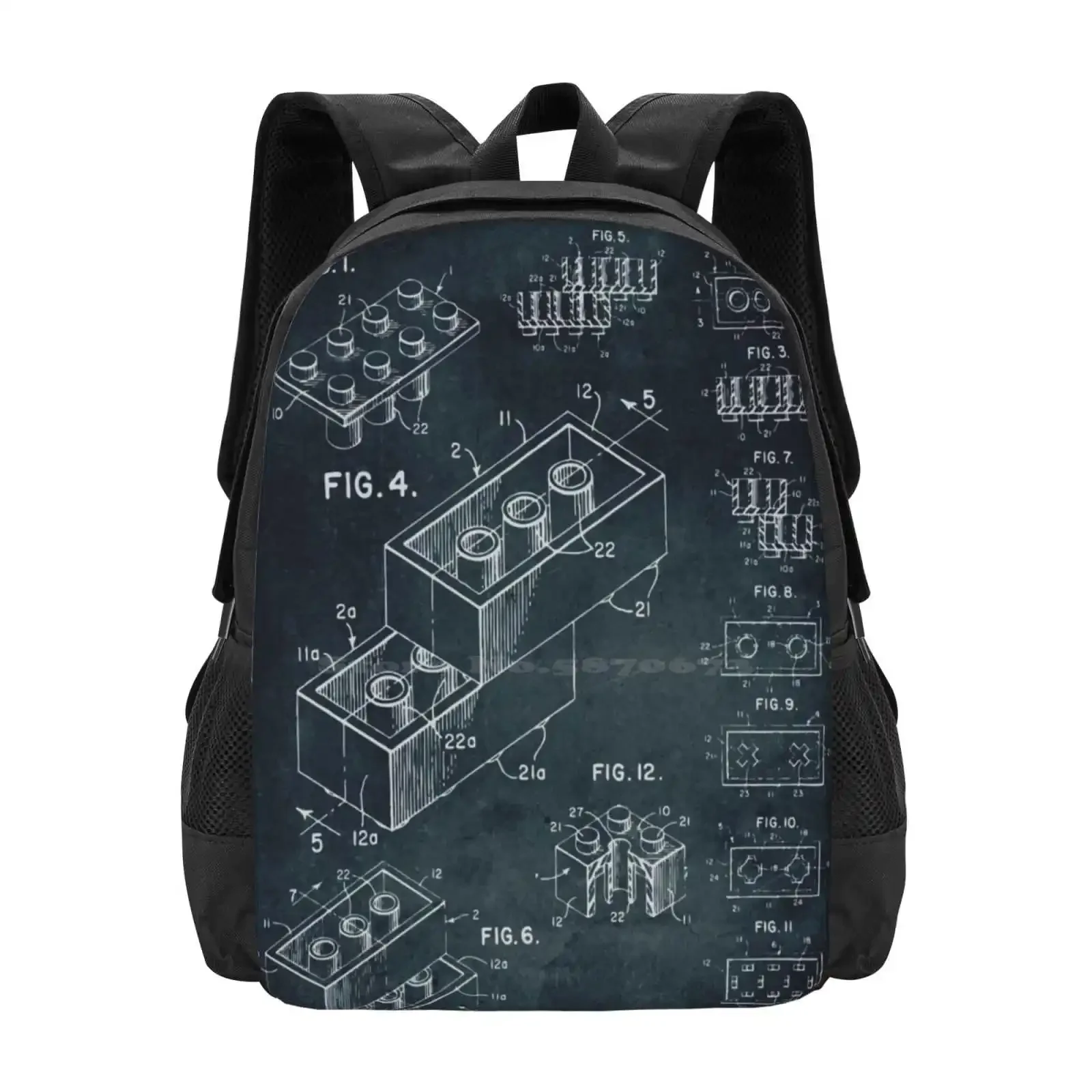 

1958 Toy Building Brick Hot Sale Schoolbag Backpack Fashion Bags Architecture Toy Building Brick Patents Blueprint Vintage Old
