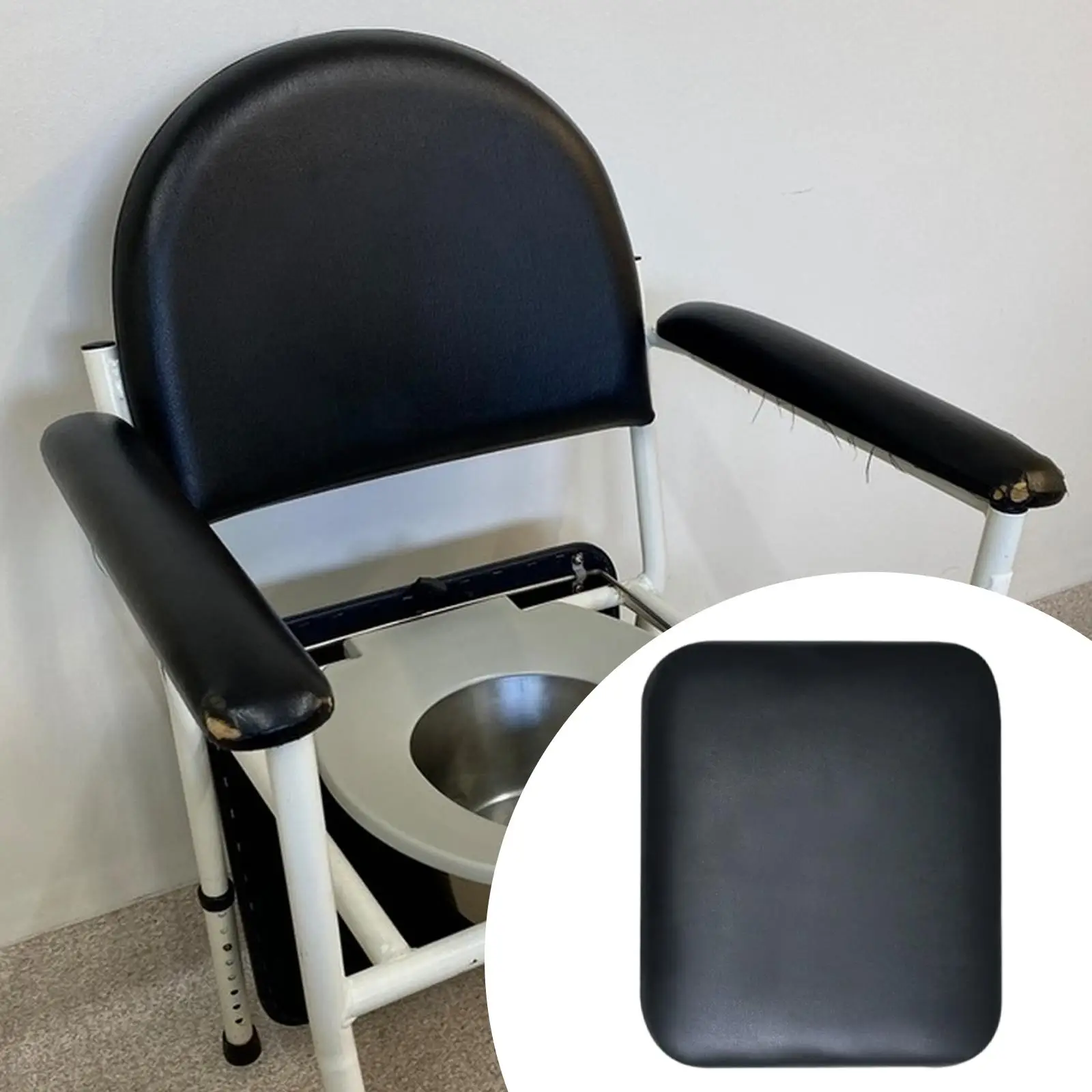 Bedside Commode Cushion PU Padded Cushion Thickened Wipe to Clean Easy to Install Universal Fit Soft for Patients Seniors