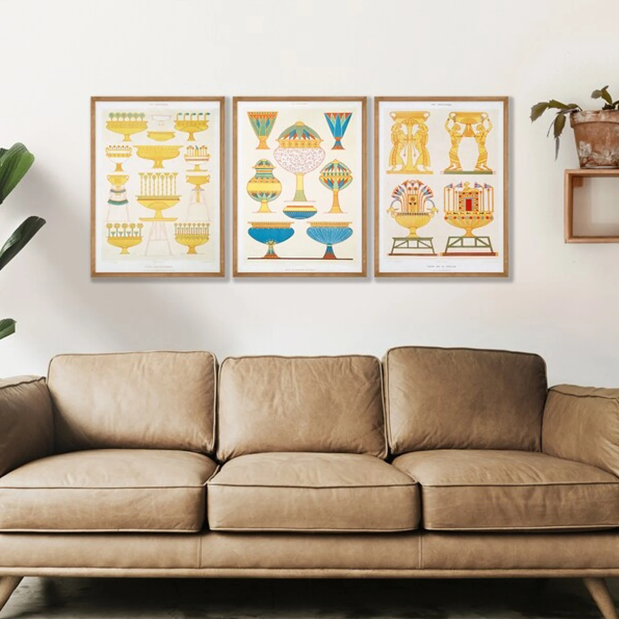 3pcs Retro Ancient Egyptian Golden Weighing Scale Wall Art Print Canvas Painting Poster Picture For Living Room Home Decor