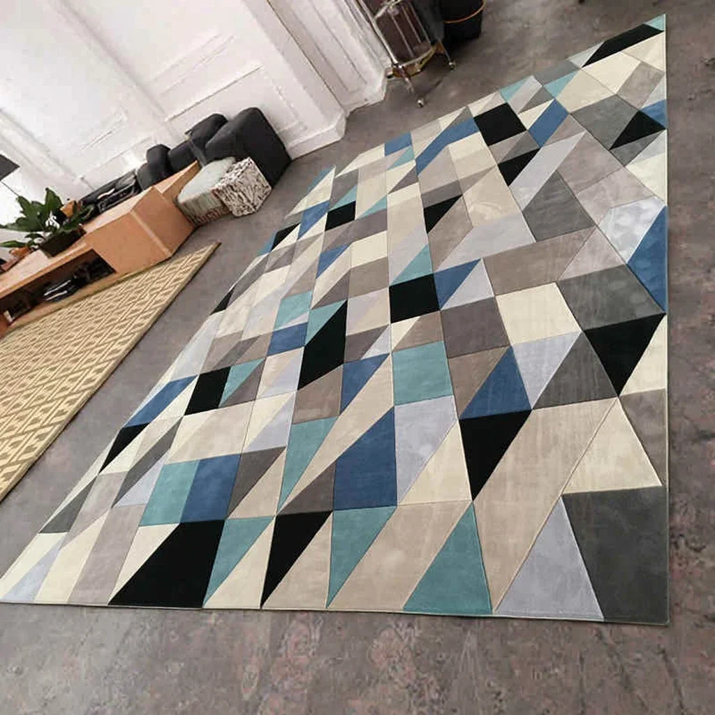 2026 Handmade Delicate Comfort Soft Carpet with Unique Geometric Patterns Modern Style for Living Room OEM LOGO Drop Shipping