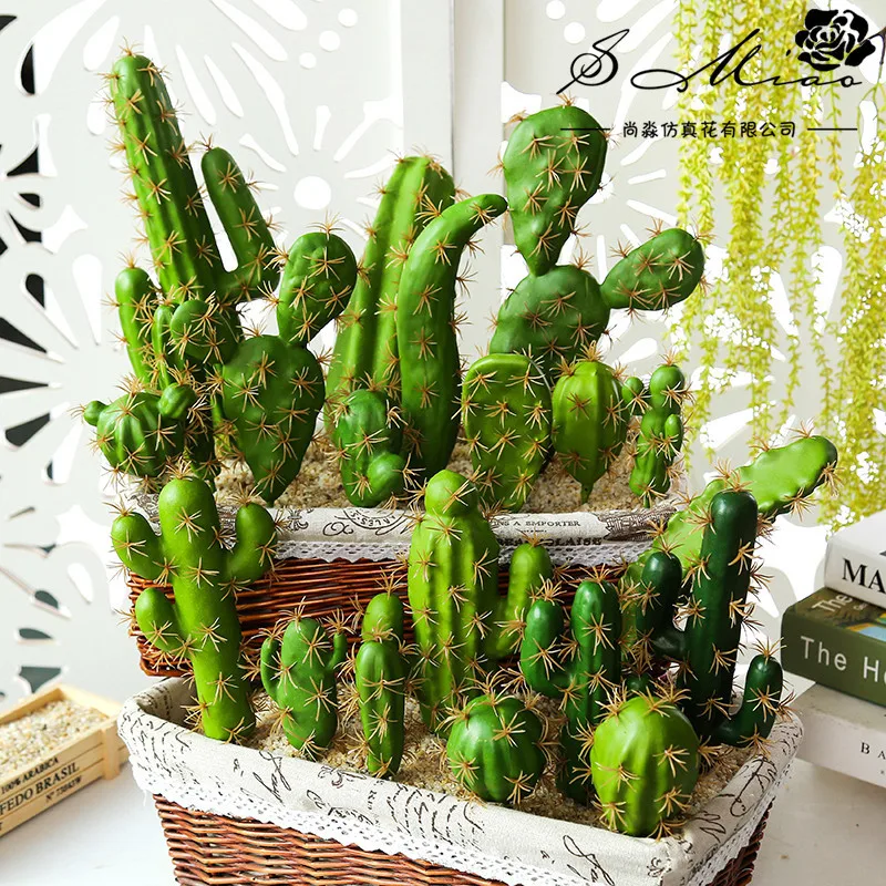 

Artificial Cactus Fake Plant Flower Ornament Green Foam Arrangement Cactus Ball Shape Succulent Home Office Garden Decoration