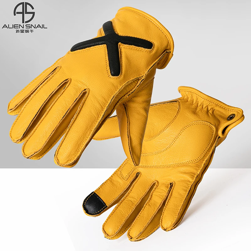 

Motorcycle Gloves Retro Leather Material Locomotive Riding Touch Screen Anti-Drop Knight Gear Men and Women Spring Summer Apply