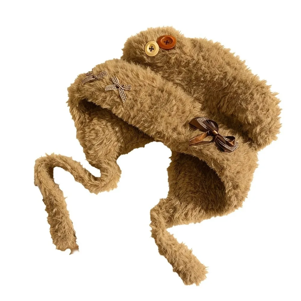 قبعة جديدة لحماية الأذن مقاومة للرياح، قبعة صوفية سميكة على شكل آذان الدب، قبعة شتوية مقاومة للبرد #1