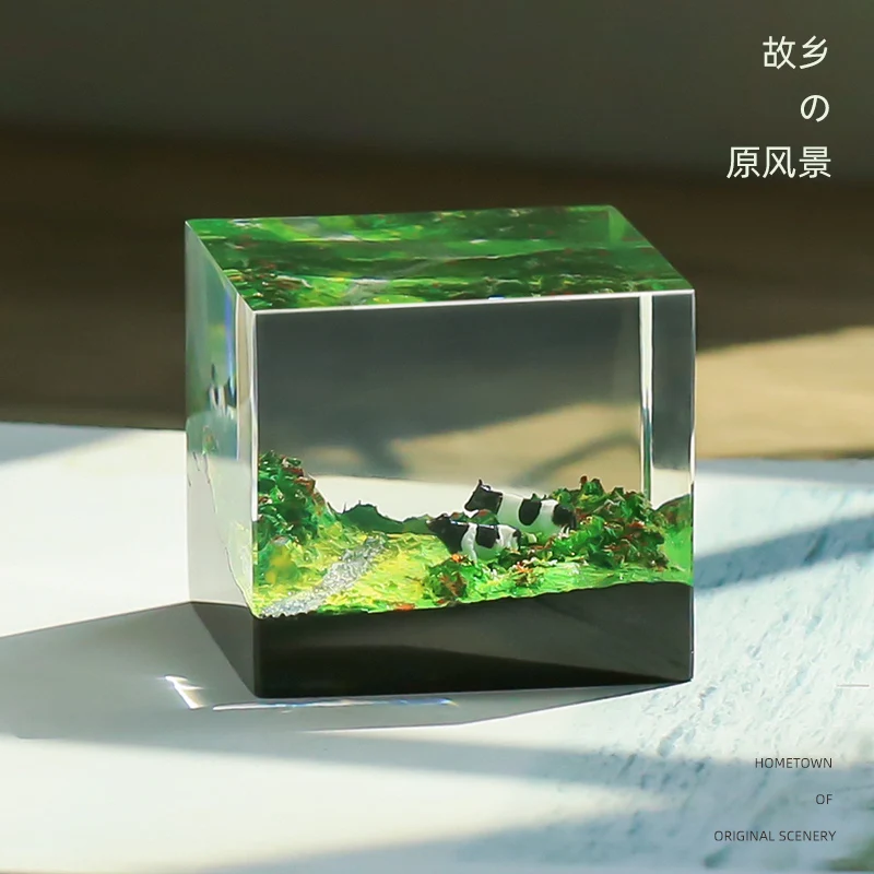 Three-dimensional landscape oil painting ornament resin advanced sense niche emotional stability healing knickknack ins