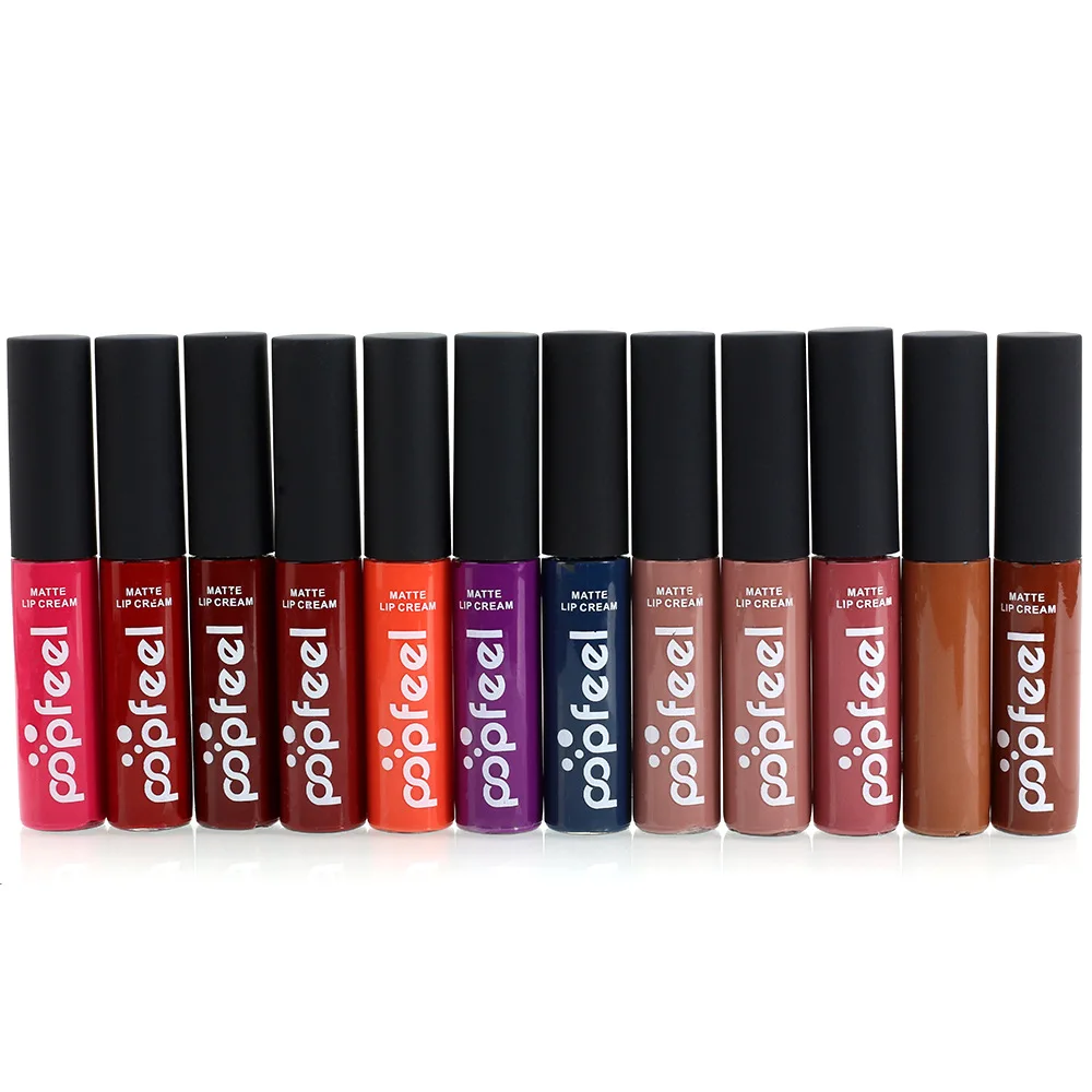 POPFEEL New Mini 6pcs/set Liquid Lipstick set Velvet Matte Lip Gloss Set Waterproof Long Lasting Lips Makeup Cosmetic Kits