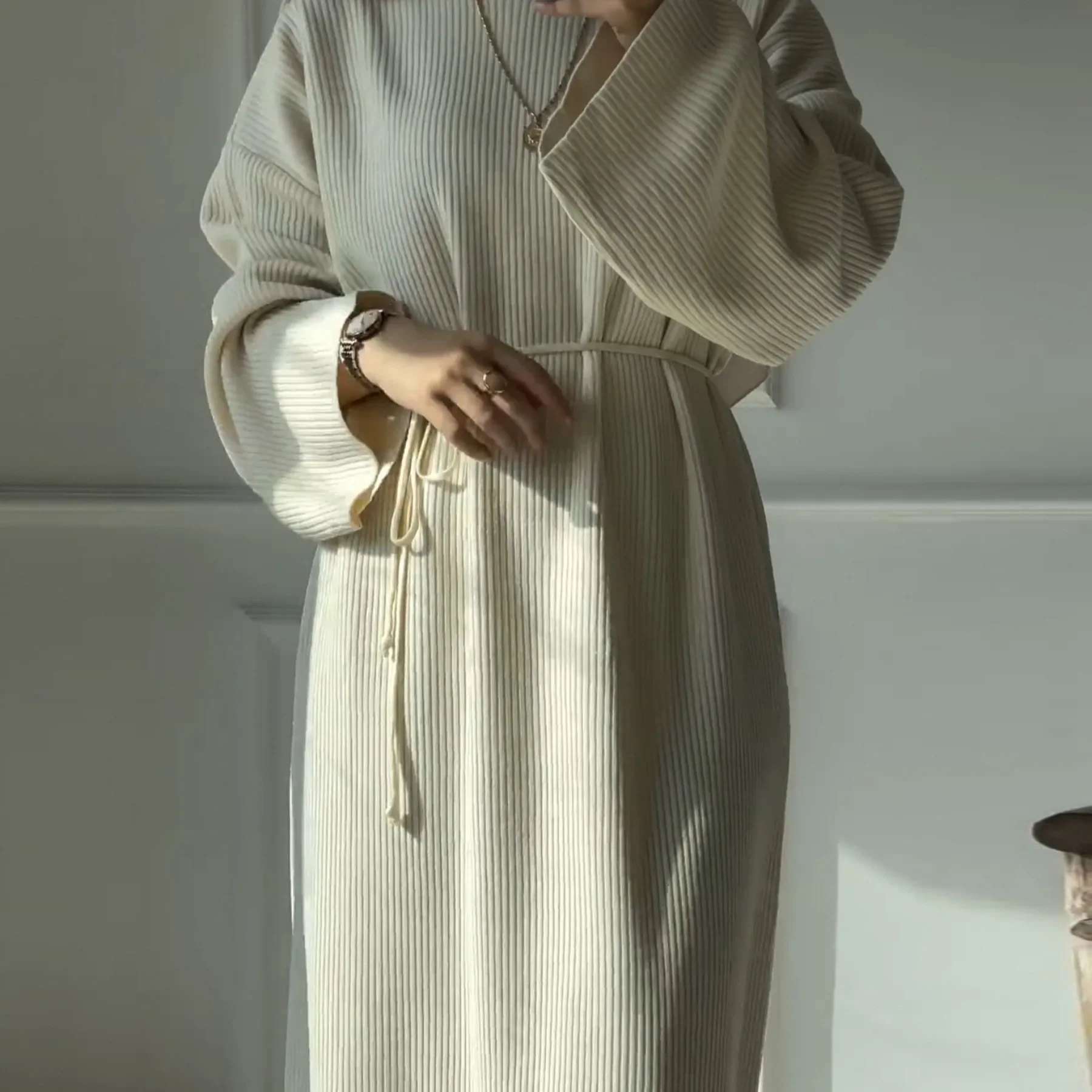 Thicken Knitted Closed Abaya Winter Muslim Autumn Dresses for Women Dubai Luxury Turkish Abayas Islamic Modest Clothes Kaftan