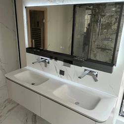 Lavabo de lavandería blanco integrado, mueble de baño doble, lavabo