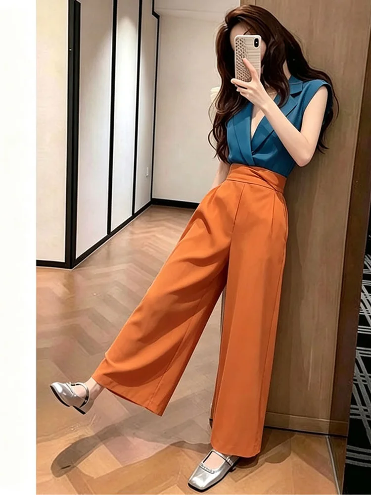 

Summer Fashion Gentle Street Style Cute Dress Suit Women's Casual Pants Set High Waist Long Pants Autumn Spring Summer
