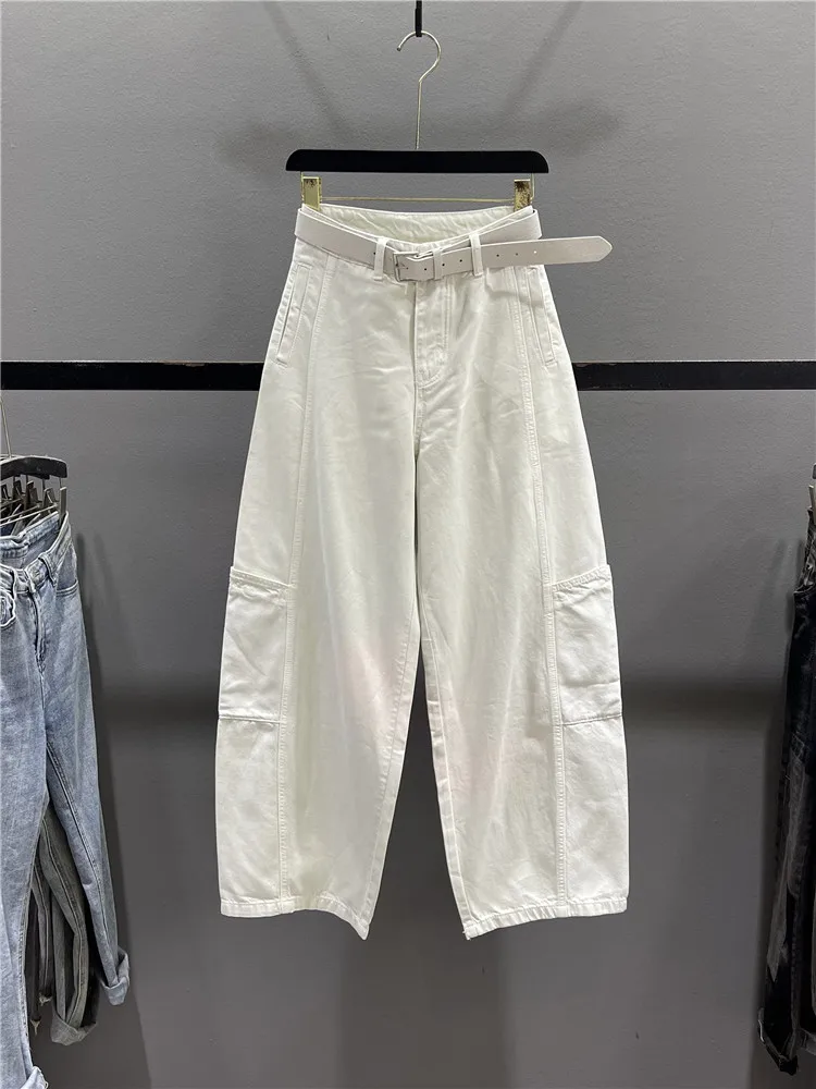 

American Style High Waist Loose Wide Leg Jeans Women's Summer New Casual Trousers with Big Pockets Slimming Versatile Jeans