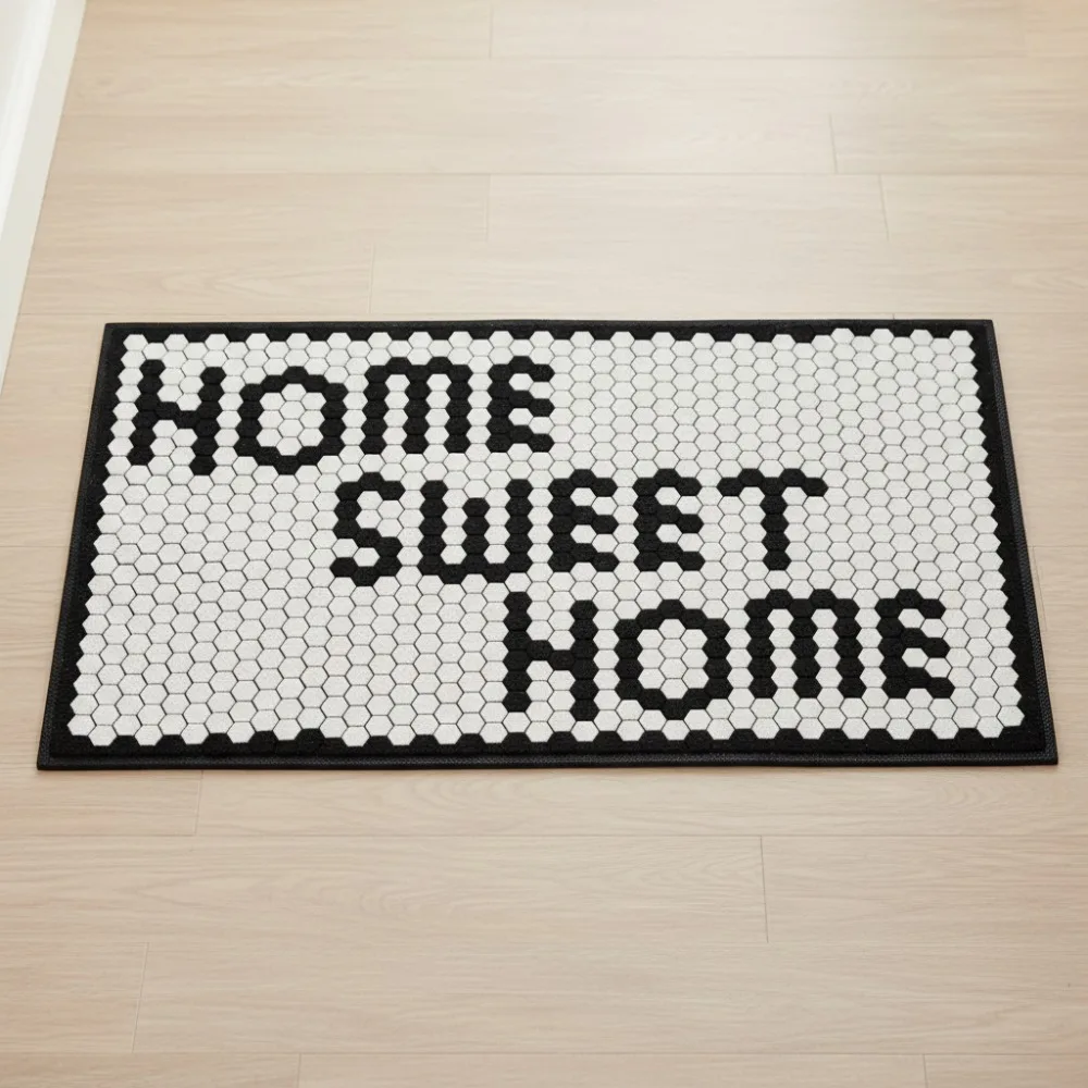 

Soft Quick-Dry Non-Slip Bathroom Mat, Plush Geometric Tile Pattern Rug with Recycled Foam Cushion for Modern Home Decor