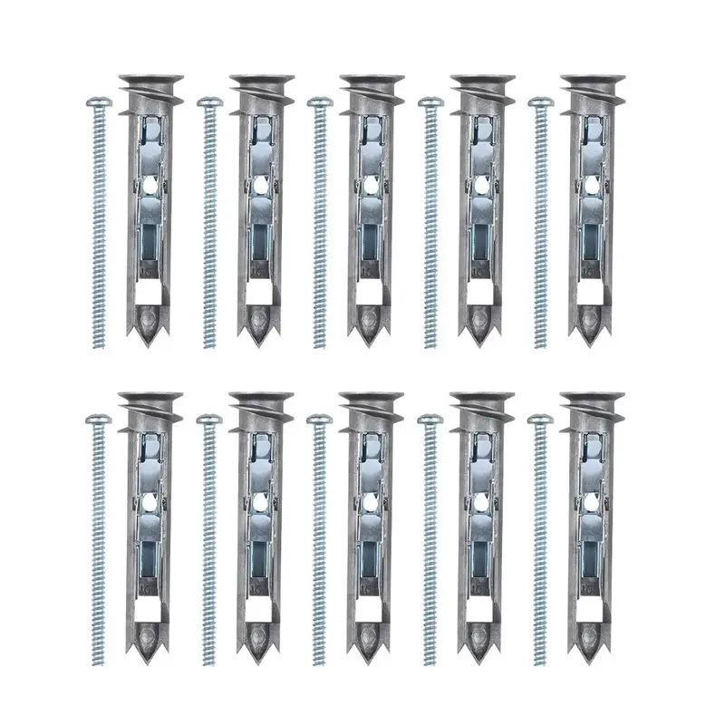 ABKY-Self-Adhesive Drywall Toggle Anchors Kit(10-Pack) Metal Screws Included-Holds 100 Lbs In For Hollow Wall Applications